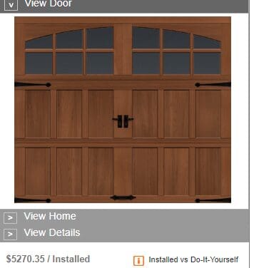 semi custom wood garage door pricing home depot