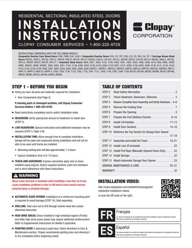 Insulated Steel Installation Instructions and Maintenance
