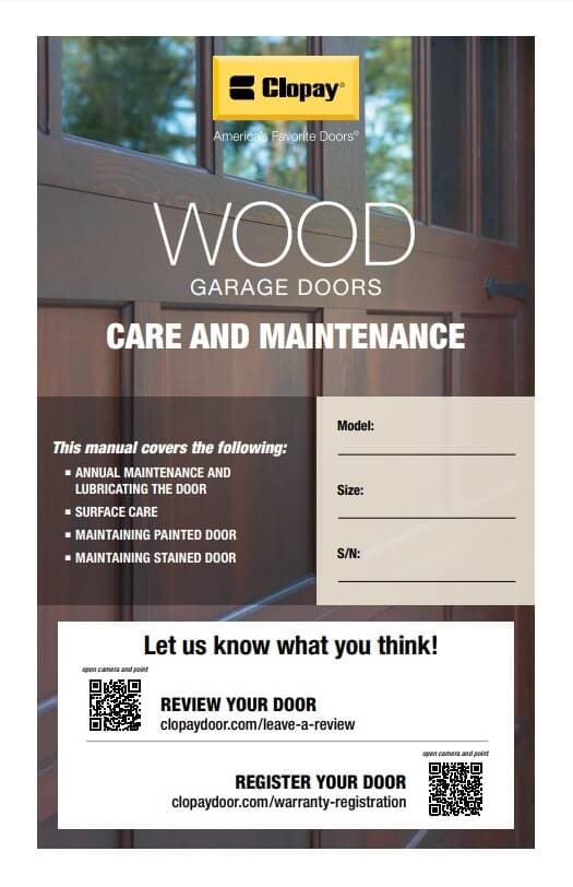 Wood Garage Doors Care and Maintenance Manual