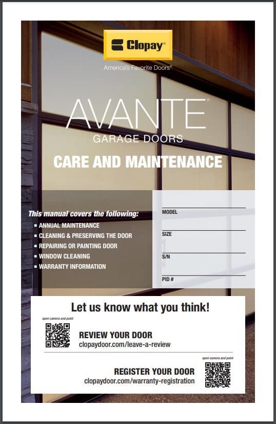 Avante Collection Care and Maintenance Manual